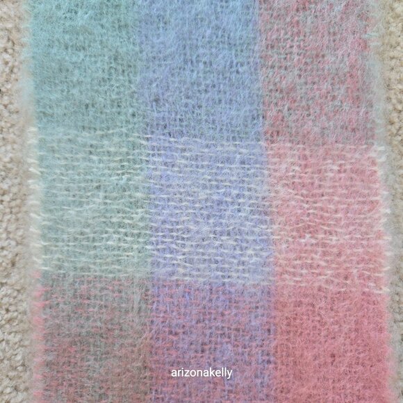 NWOT Mohair Scarf Pastel Plaid Pink Lavender St. Albans Australia - Picture 10 of 15